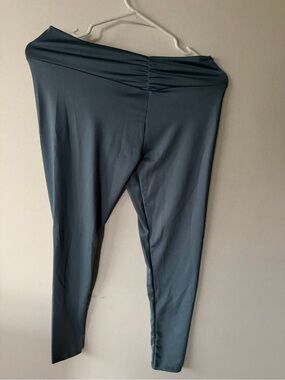 High-Waist Blue Gray Stretch Leggings